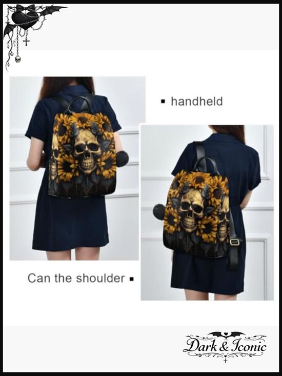 Skull Travel Backpack Purse with Pompom Womens Fashion Backpack